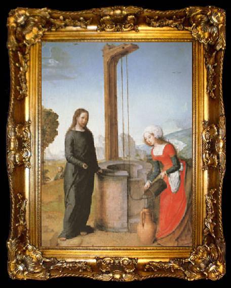 framed  Juan de Flandes Christ and the Woman of Samaria (mk05), ta009-2